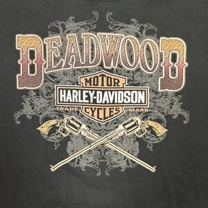 Harley-Davidson Deadwood South Dakota T-Shirt Mens Small Black 2011 Gunslinger